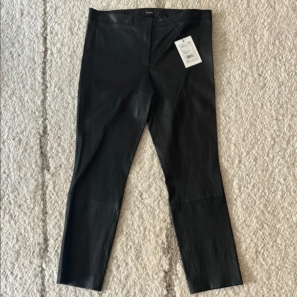 NWT Theory Black Genuine Leather Ankle Pant - Picture 1 of 3